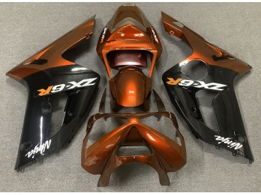 2003-2004 Gloss Orange and Black Kawasaki ZX6R Fairings