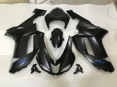 2007-2008 Matte Black & Blue Kawasaki ZX6R Fairings