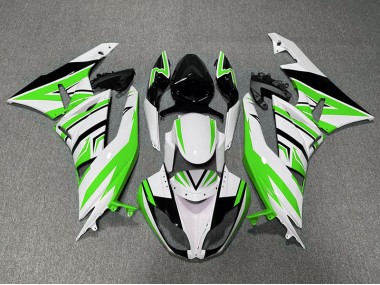 2009-2012 Green White and Black Zag Kawasaki ZX6R Fairings