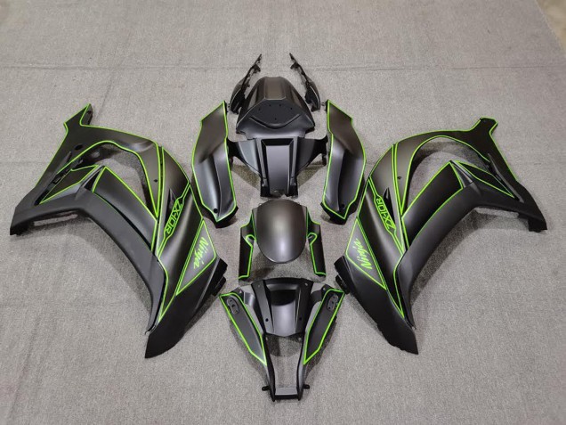2011-2015 Matte Black & Green Lining Kawasaki ZX10R Fairings