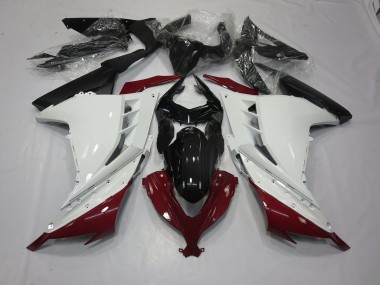 2013-2018 Maroon and White Kawasaki Ninja 300 Fairings