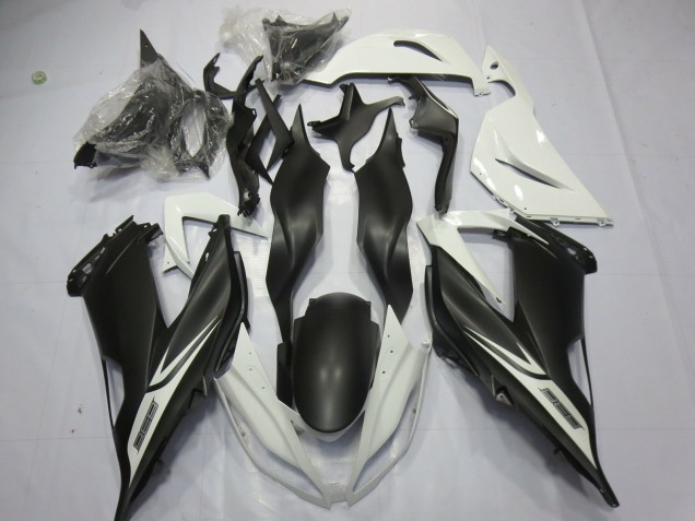 2013-2018 Matte Black White Kawasaki ZX6R Fairings 2013-2018 Matte Black White Kawasaki ZX6R Fairings
